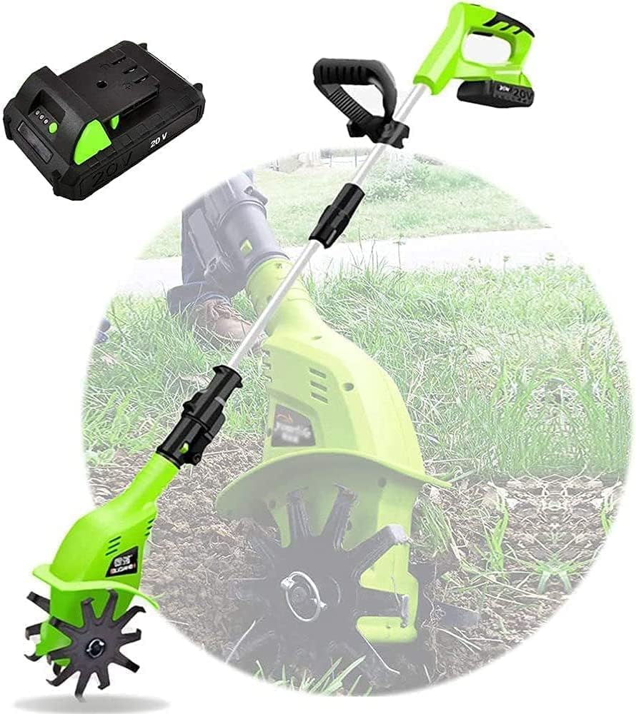 LXXW Electric Tiller Cultivators, Electric Cordless, Portable Hand Tiller, with Rechargeable Battery and Charger, 97-127cm Adjustable Handle Electric Cultivator