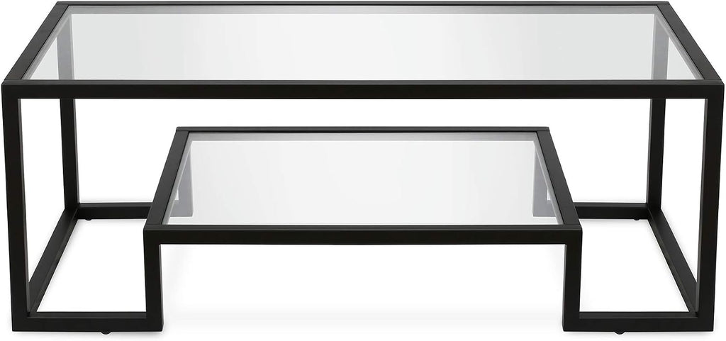 Henn&Hart 45' Wide Rectangular Coffee Table in Blackened Bronze, Modern coffee tables for living room, studio apartment essentials