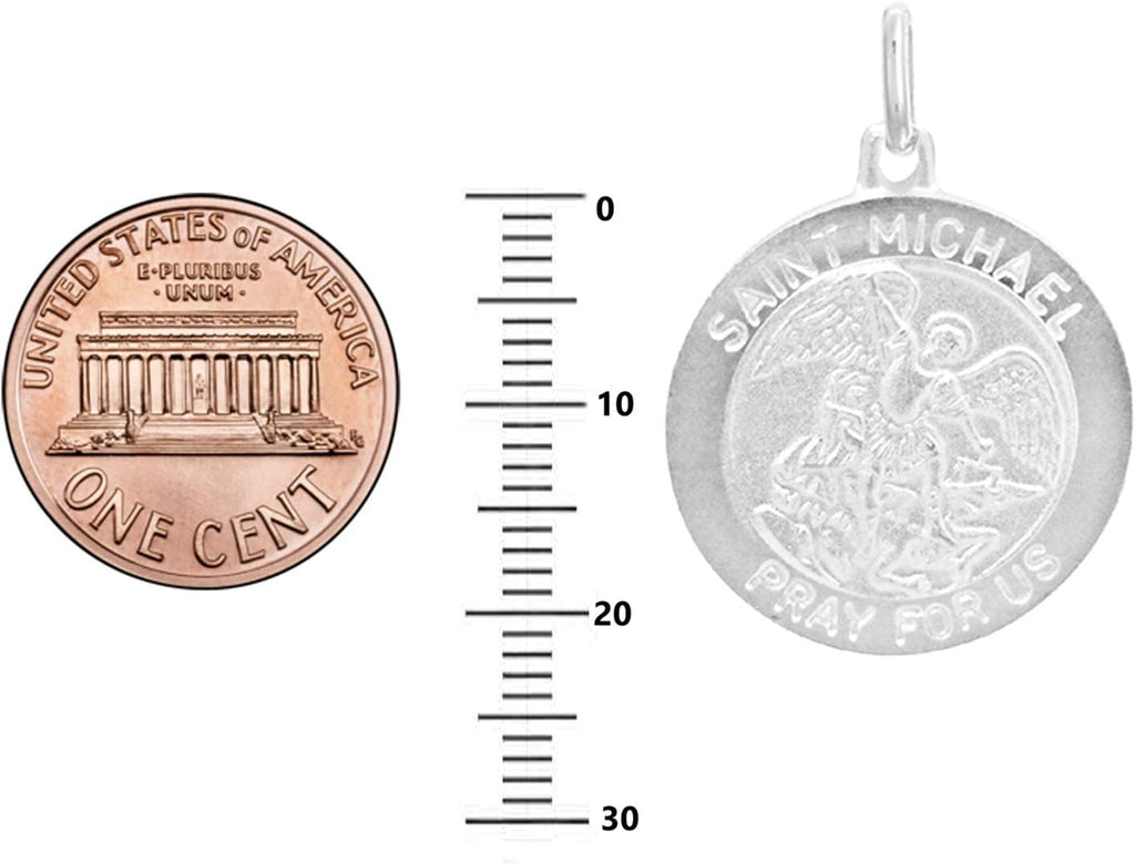 Ritastephens Sterling Silver Saint St Michael Medal Round Pendant Necklaces