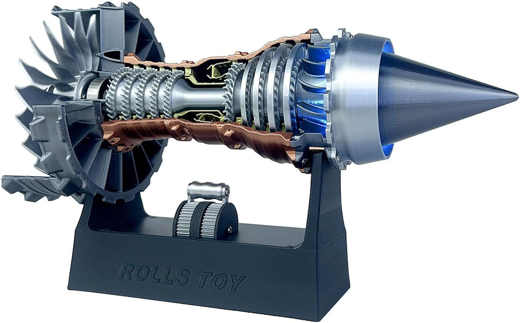 TR900 Turbofan Engine Model, Adjustable Speed Aircraft Turbojet Engine with LED Light, Mechanical Science Aero Engine Education Toy Desk Decor for Adult Hobbyists,28cm (Assembly Version -Blue Light)