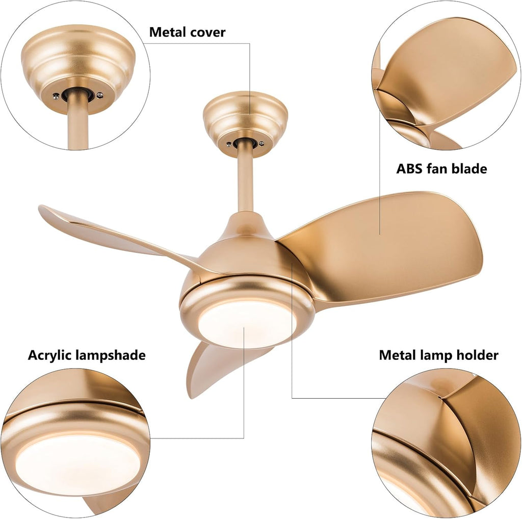 Ceiling Fans with Lights, 36 Inch Modern Low Profile Ceiling Fan with Remote Control 6 Speeds, 3000-6000K Dimmable Timing (1/2/4 hours) 3 Blades Large Ceiling Fan for Indoor and Outdoor Bedroom Patios