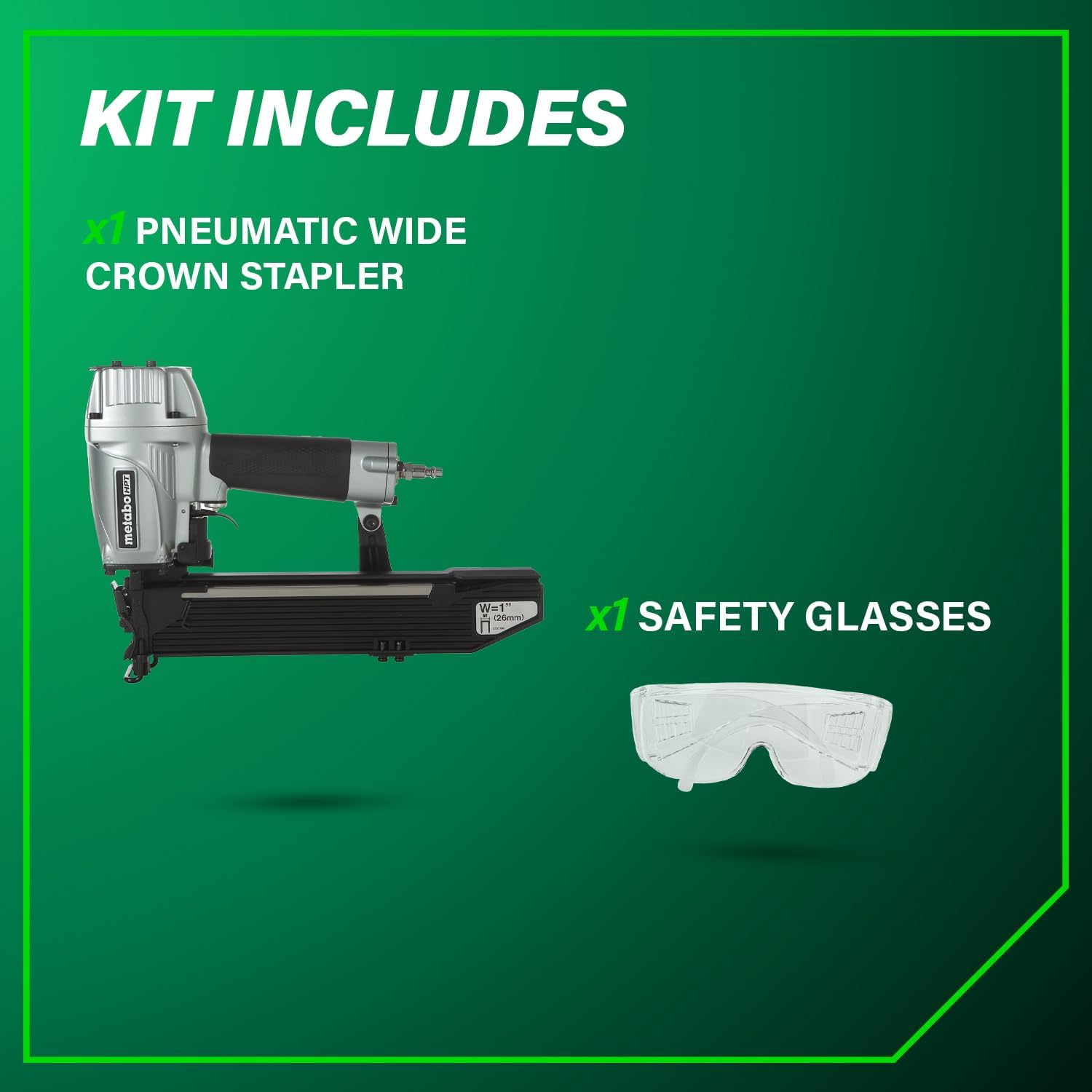 Metabo HPT Wide Crown Stapler, Pro-Preferred Pneumatic Power Nailers, Lathing Tool for Sheathing & Insulation, Quick Response, 16 Gauge, Up to 150 1' Wide Crown Staples, Length 1' to 2', N5024A2