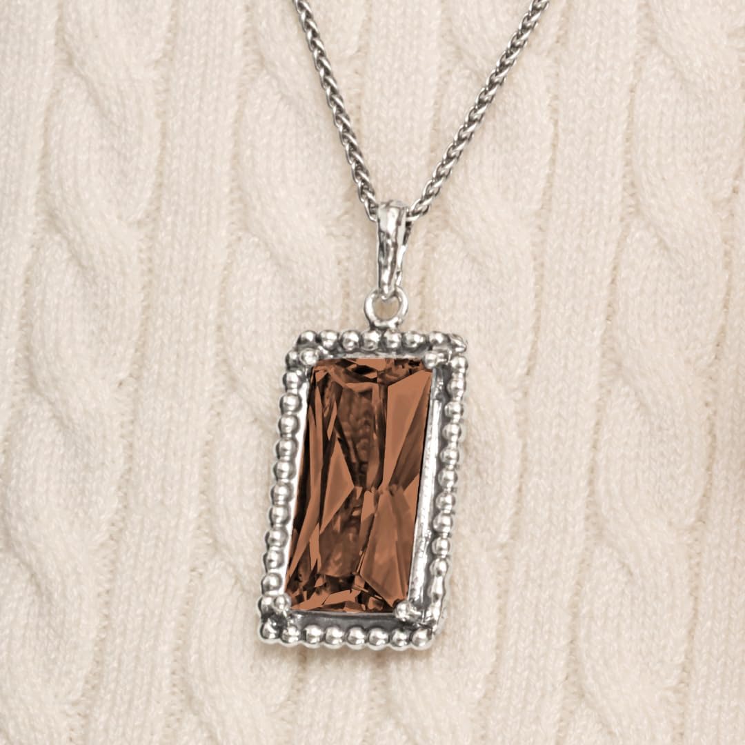 JEAN RACHEL JEWELRY 925 Sterling Silver Necklace for Women - Baguette with Cubic Zirconia Vintage Design - Hypoallergenic, Lead & Nickel Free - Artisan Handcrafted Statement Necklace