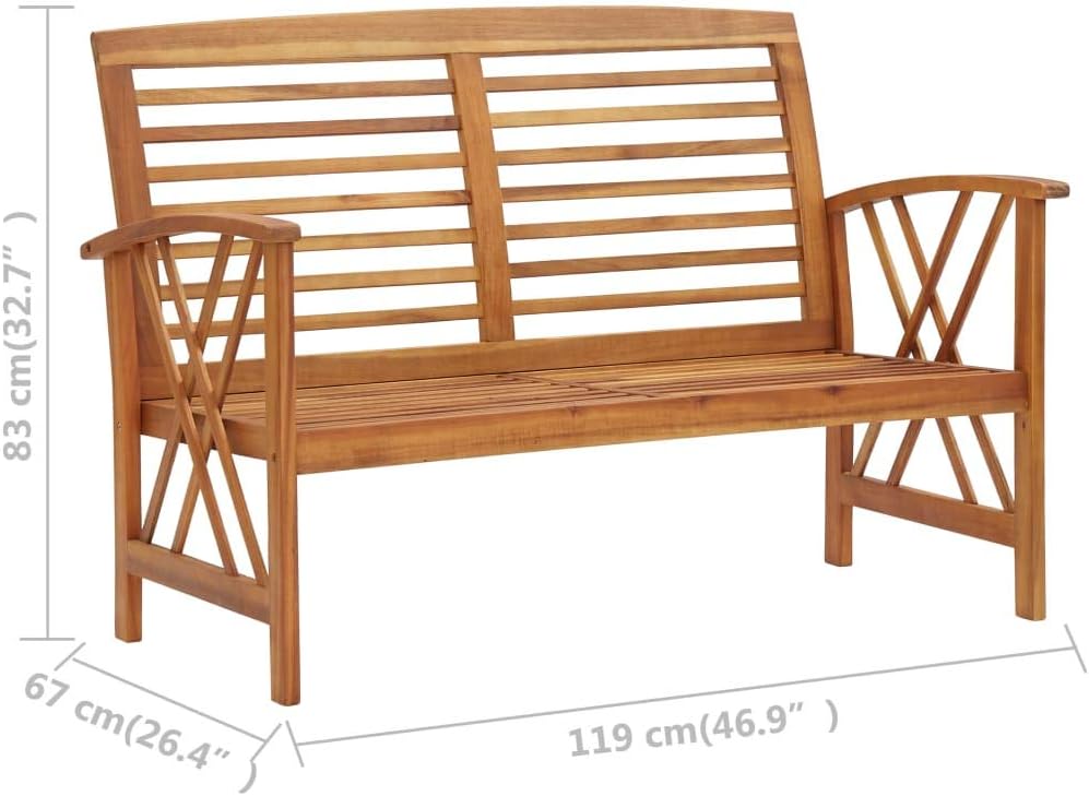 3 Piece Patio Furniture Sofa Seat Set, Outdoor Solid Acacia Wood Patio Conversation Table Chair Set for Garden, Backyard, Poolside,-522