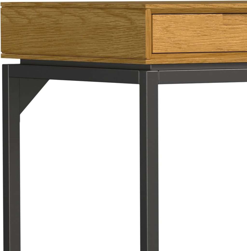 SIMPLIHOME Banting Desk and Bookcase Bundle - 72 inch Wide Solid Wood Desk with Drawers and 30 inch Wide 4-Shelf Bookcase in Oak, Modern Industrial Home Office Furniture (Set of 2)
