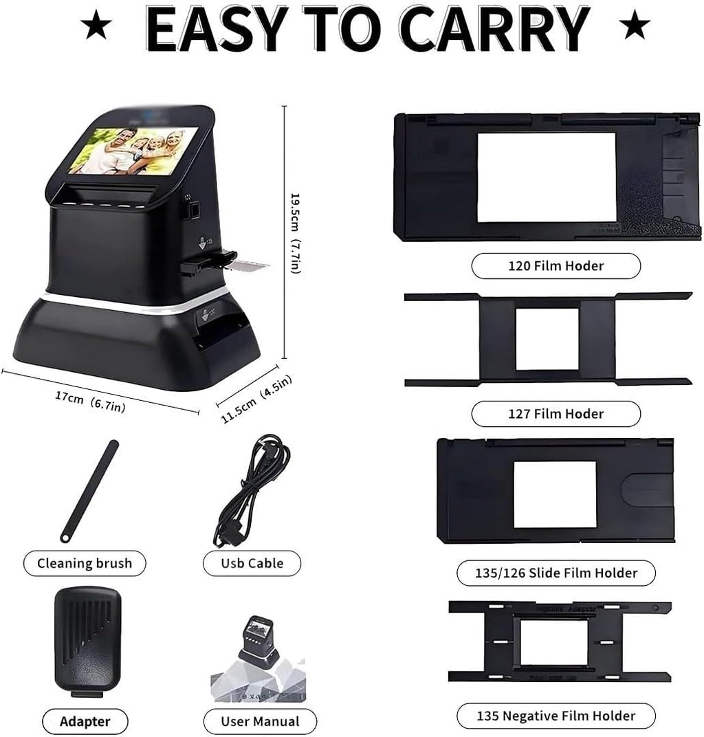 22MP 120 Film Slide Scanner with 4.3' LCD – High-Resolution Negative & Slide Digitizer, 128MB Built-in Memory for JPEG Conversion
