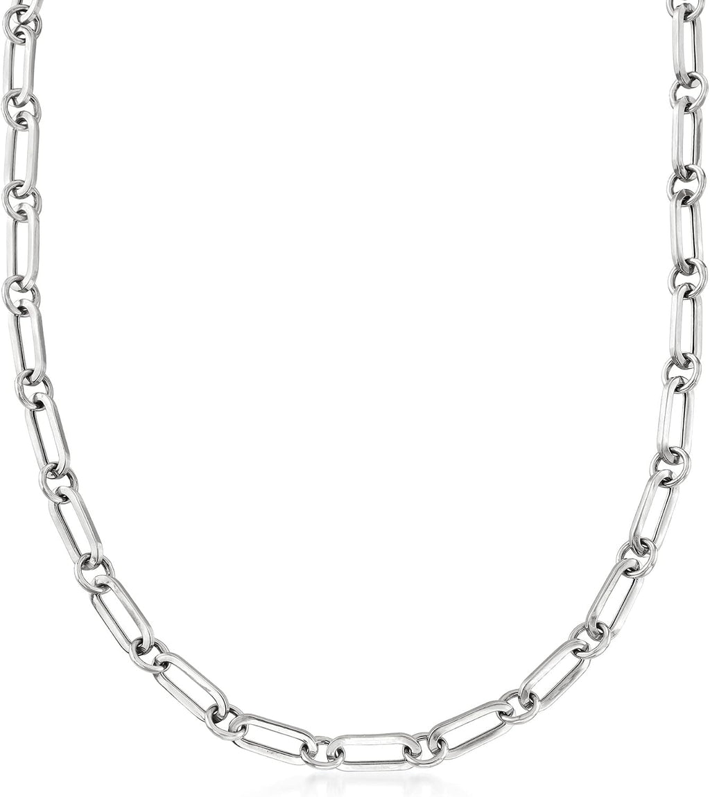 Ross-Simons Italian Sterling Silver Paper Clip Link Toggle Necklace