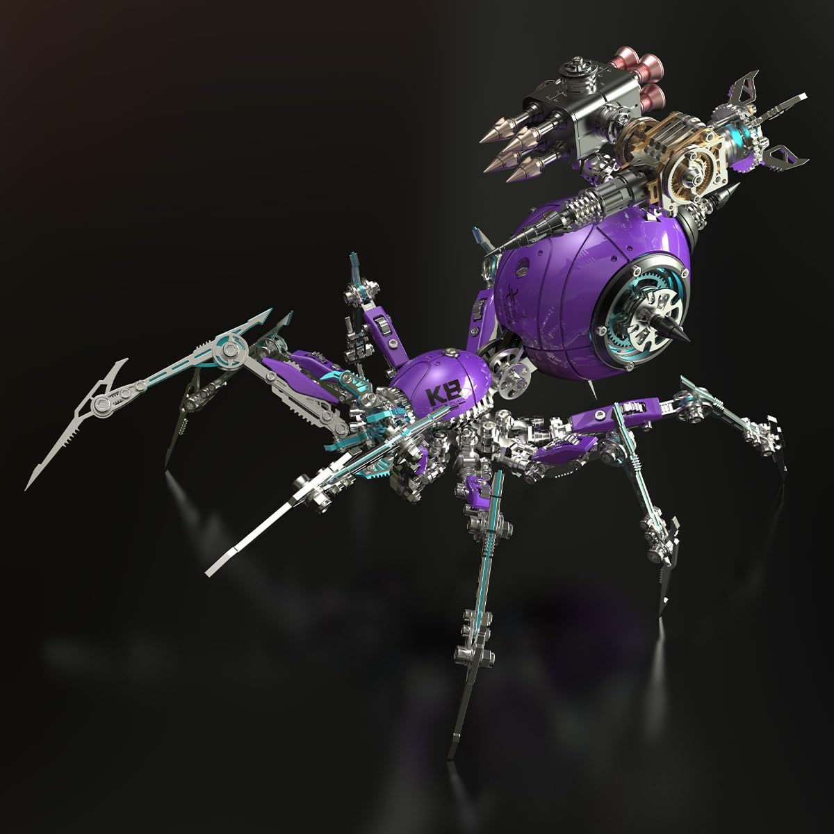 3D Metal Puzzle Spider Model Kit for Adults with Light, 602 PCS Mechanical Metal War Spider Steampunk Animal DIY Assembly Jigsaw Puzzle Model Desk Gifts for Adults