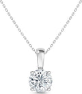 EternalDia IGI Certified 0.25Ct-3.00 Carat Diamond Color/Clarity F-VS2, 14K Gold 4 Prong Set Round-cut Lab Grown Diamond Solitaire Necklace Pendant Chain