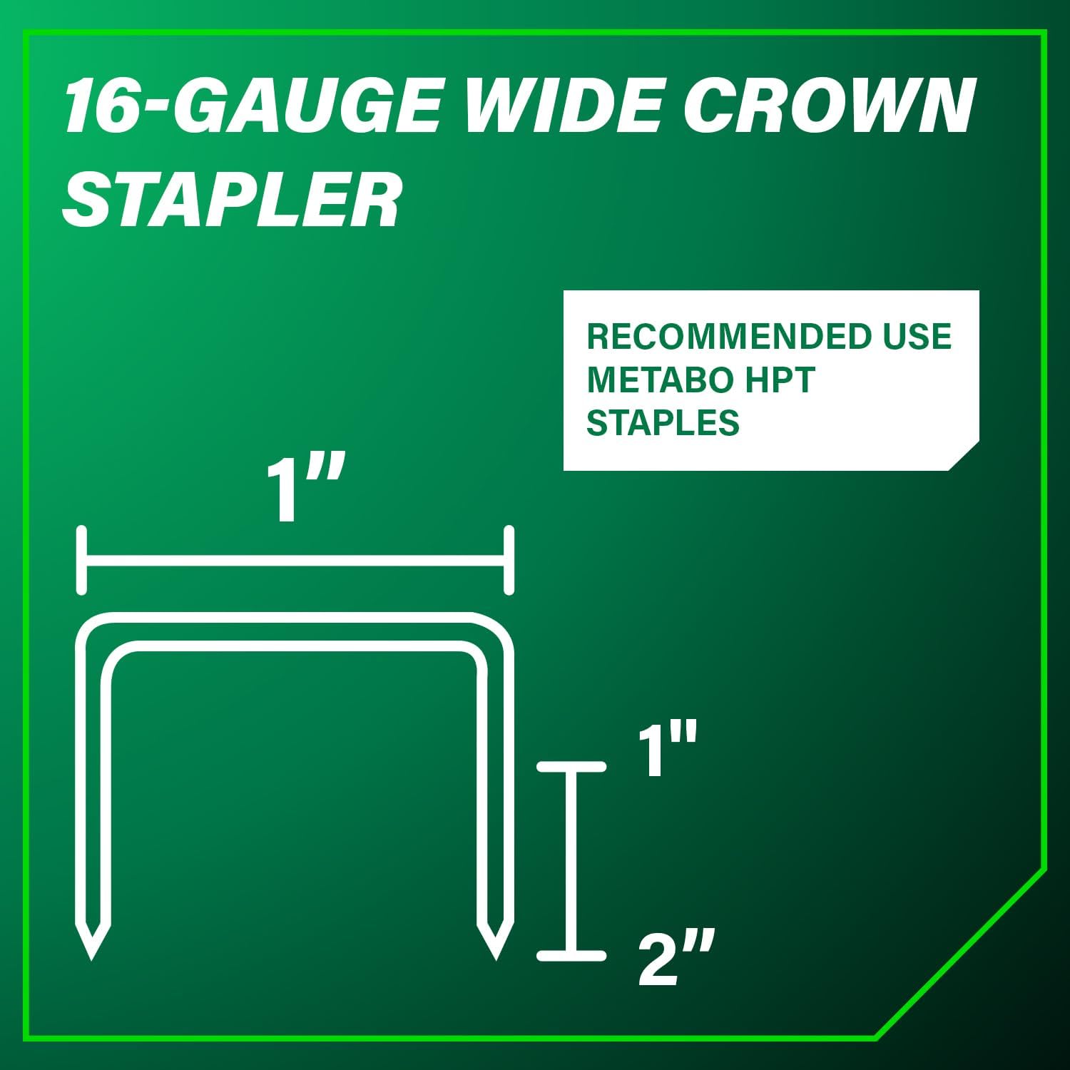 Metabo HPT Wide Crown Stapler, Pro-Preferred Pneumatic Power Nailers, Lathing Tool for Sheathing & Insulation, Quick Response, 16 Gauge, Up to 150 1' Wide Crown Staples, Length 1' to 2', N5024A2