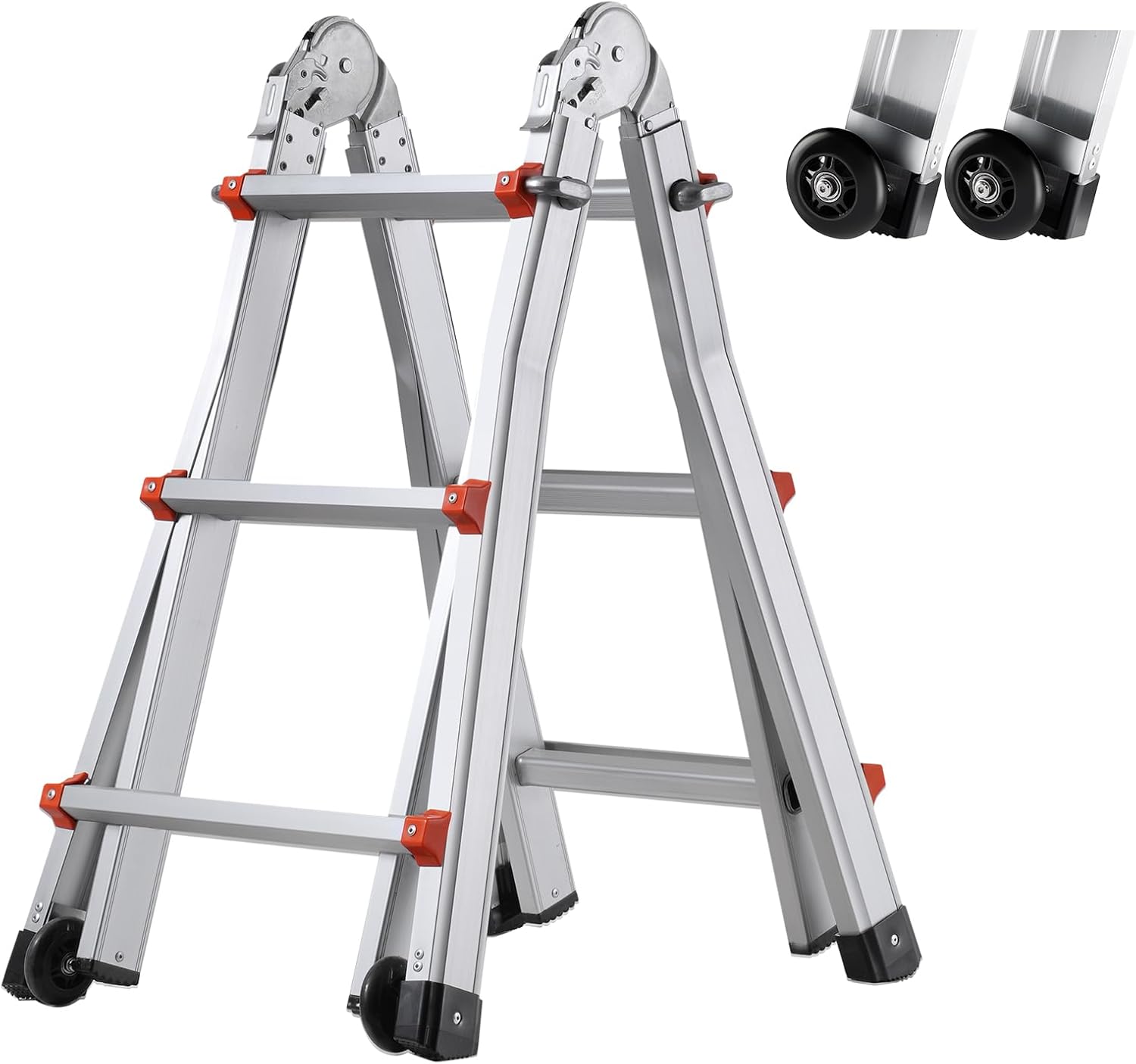 VEVOR 9.5 FT Telescoping Ladder - Compact & Portable Aluminum Extension Ladder, 330lb Load Capacity for Home, Roof, Stairs, Indoor & Outdoor Use