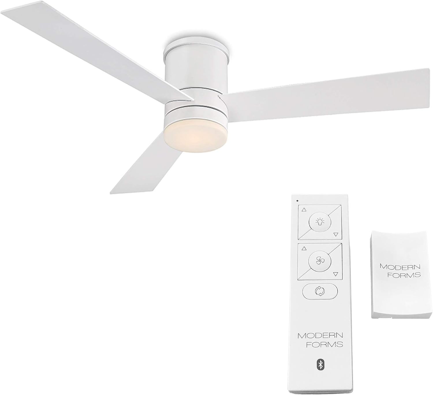 Axis Smart Indoor and Outdoor 3-Blade Flush Mount Ceiling Fan 52in Matte White with 3000K LED Light Kit and Remote Control works with Alexa, Google Assistant, Samsung Things, and iOS or Android App