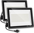 YANYCN 2 Pack 500W LED Flood Light Outdoor,2750W Equivalent Super Bright FloodLight with Plug,58600LM 5000K Daylight White IP66 Waterproof Commercial Lighting for Sports Fields,Counts,Arena,Stadium