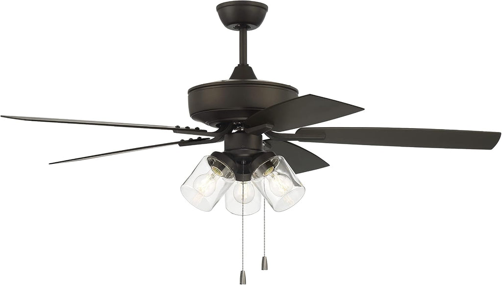 Craftmade 52' Outdoor Pro Plus OP104ESP5 Wet Rated Fan with Clear 3 Light Kit in Espresso with ABS Matte Espresso Blades
