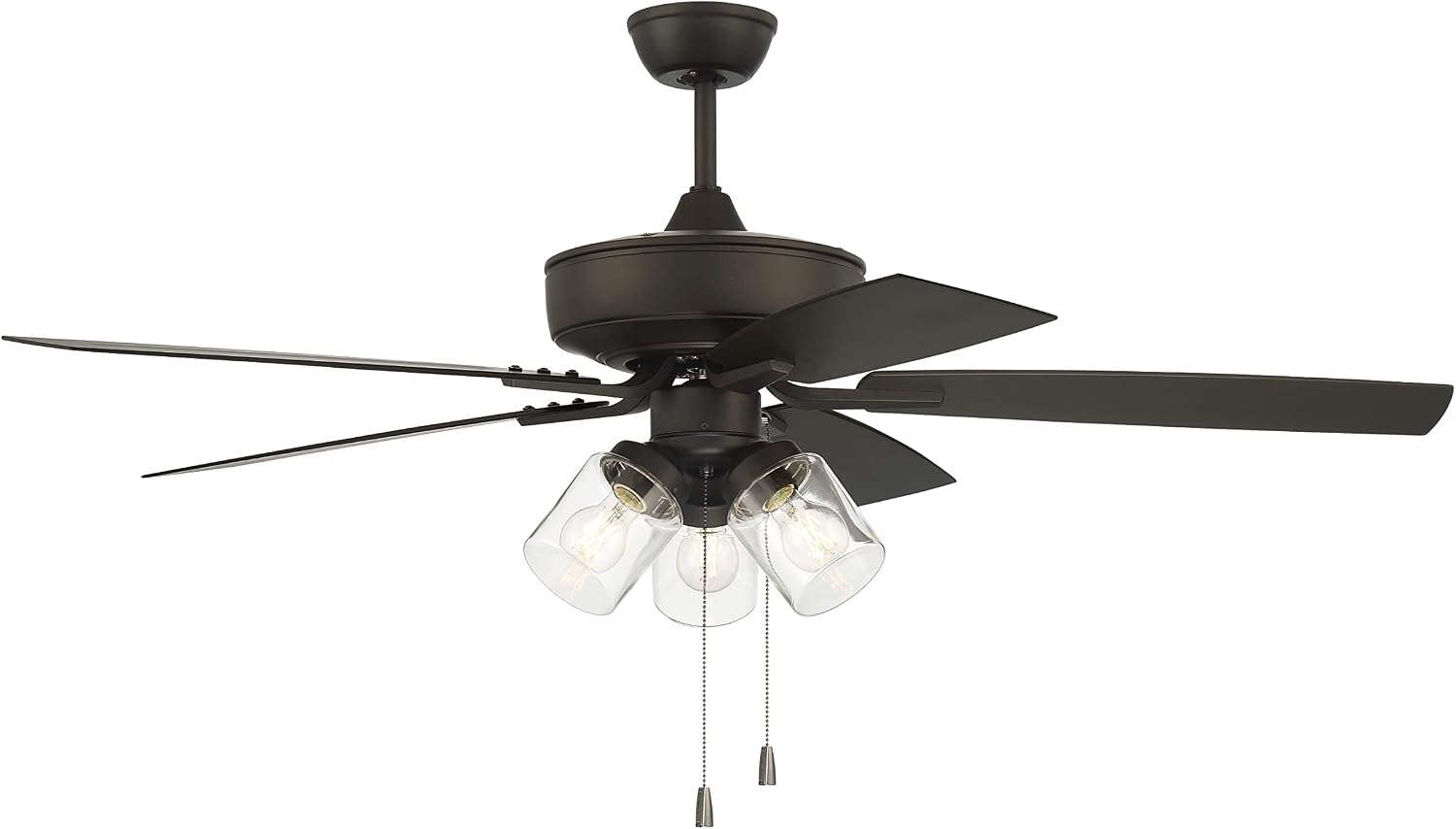 Craftmade 52' Outdoor Pro Plus OP104ESP5 Wet Rated Fan with Clear 3 Light Kit in Espresso with ABS Matte Espresso Blades