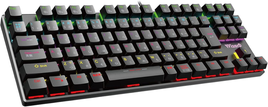 Wizard KL21C1 Gaming Keyboard with Light, 91 Keys, Numeric Keyless, Wired, Safe Support by Japanese Staff