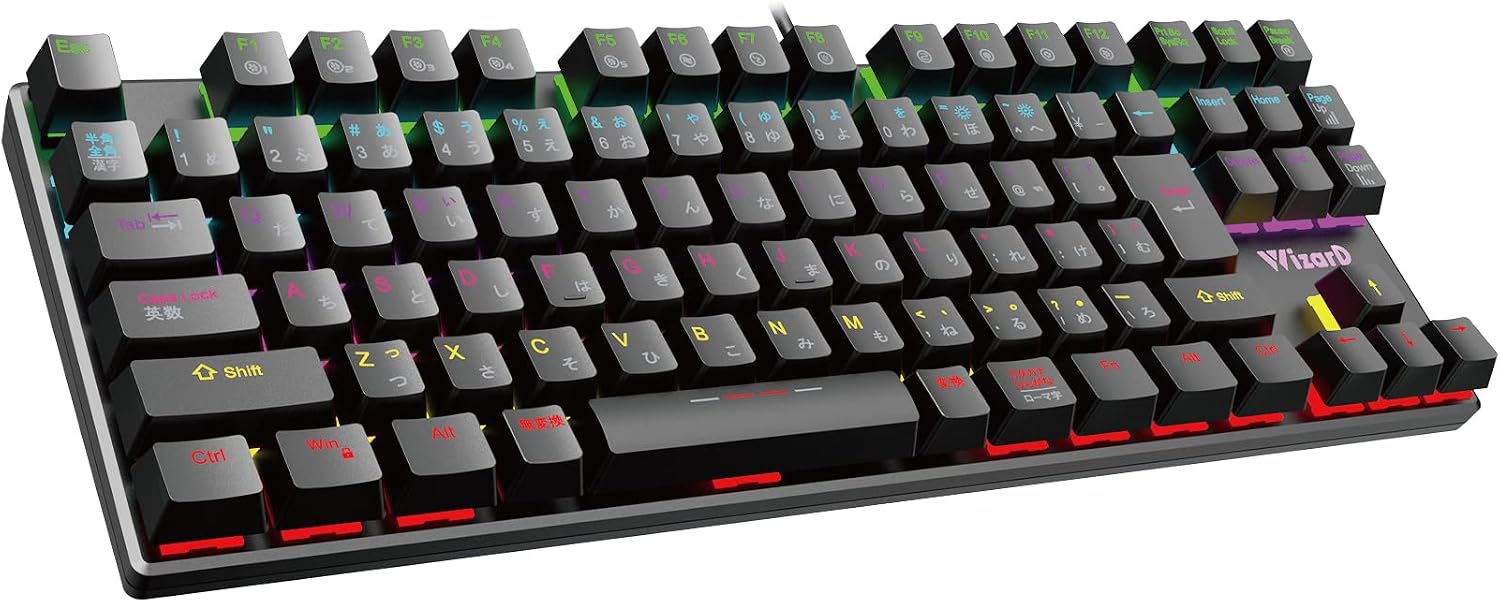 Wizard KL21C1 Gaming Keyboard with Light, 91 Keys, Numeric Keyless, Wired, Safe Support by Japanese Staff