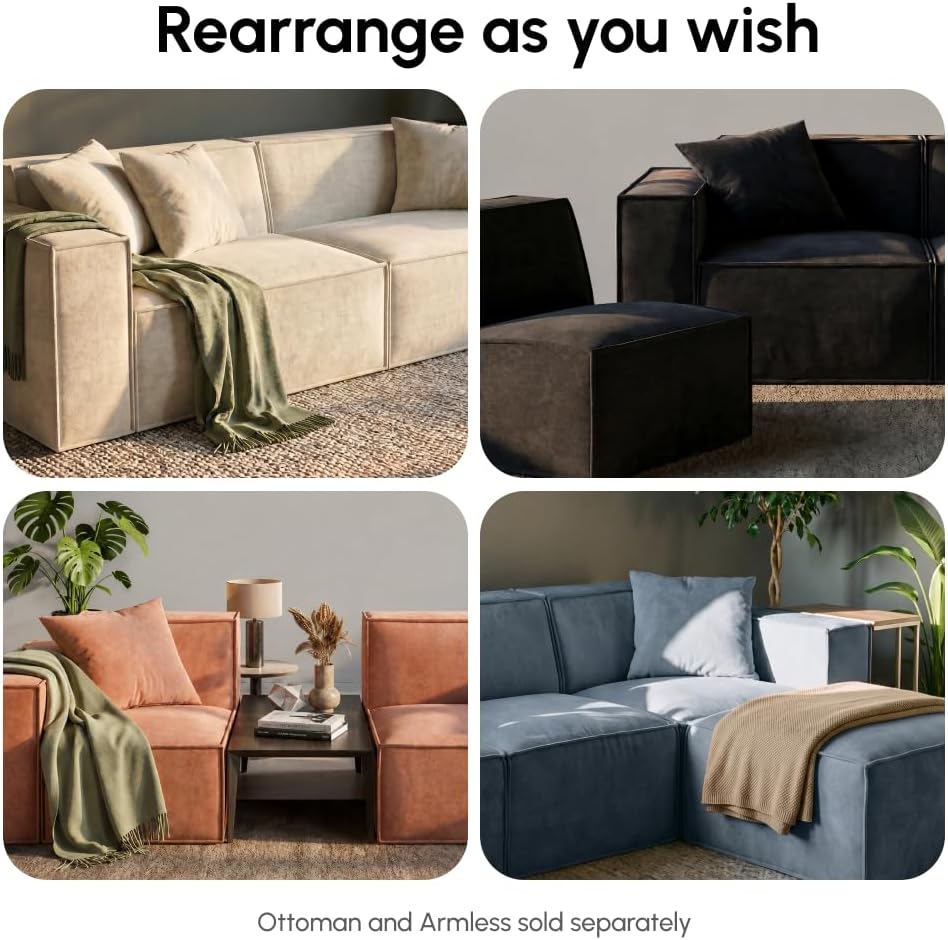 ROVE LAB Love Seat Sofa in a Box, No Assembly, Deep Seat and Comfy, Modular Sofa, Spill-Proof Fabric, Modern Small Couch for Living Room Loveseats, Bedroom, Apartment, Home Office (Platinum Grey)