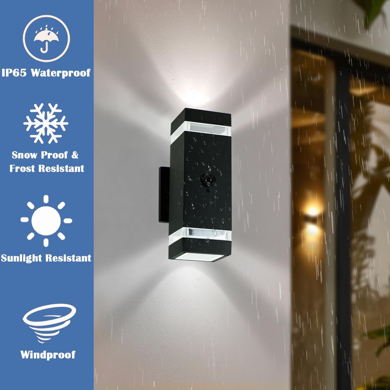 iYogaled Motion Sensor Outdoor Wall Lights with 3 Lighting Modes, Dusk to Dawn Porch Light with Bulbs Include, IP65 Waterproof Modern Black Wall Sconce for Patio, Garage, Front Door