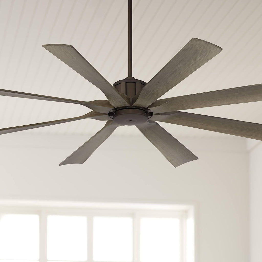 Possini Euro Design 60' Defender Industrial Rustic Indoor Outdoor Ceiling Fan with Remote Control Oil Rubbed Bronze Hand-Painted Weathered Oak Damp Rated for Patio Exterior Porch Gazebo Garage Barn