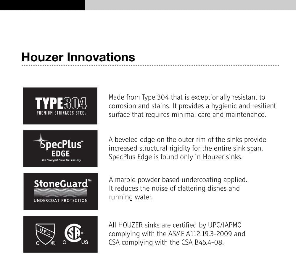 Houzer Opus Stainless Steel Bathroom Sink: 18 Inch Undermount Oval Bowl without Overflow, Optional Grid Drain, Durable & Versatile, Essential for Home & Apartment: CH-1800-1