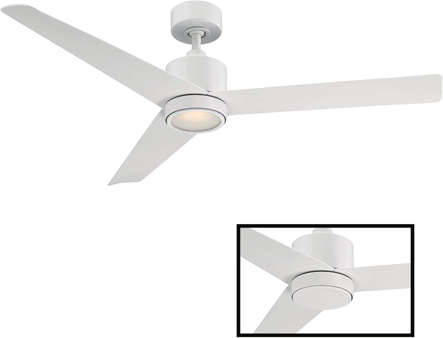 Modern Forms Lotus Indoor and Outdoor 3-Blade Smart Ceiling Fan 54in Matte White with 2700K LED Light Kit and Remote Control, (FR-W1809-54L-27-MW)