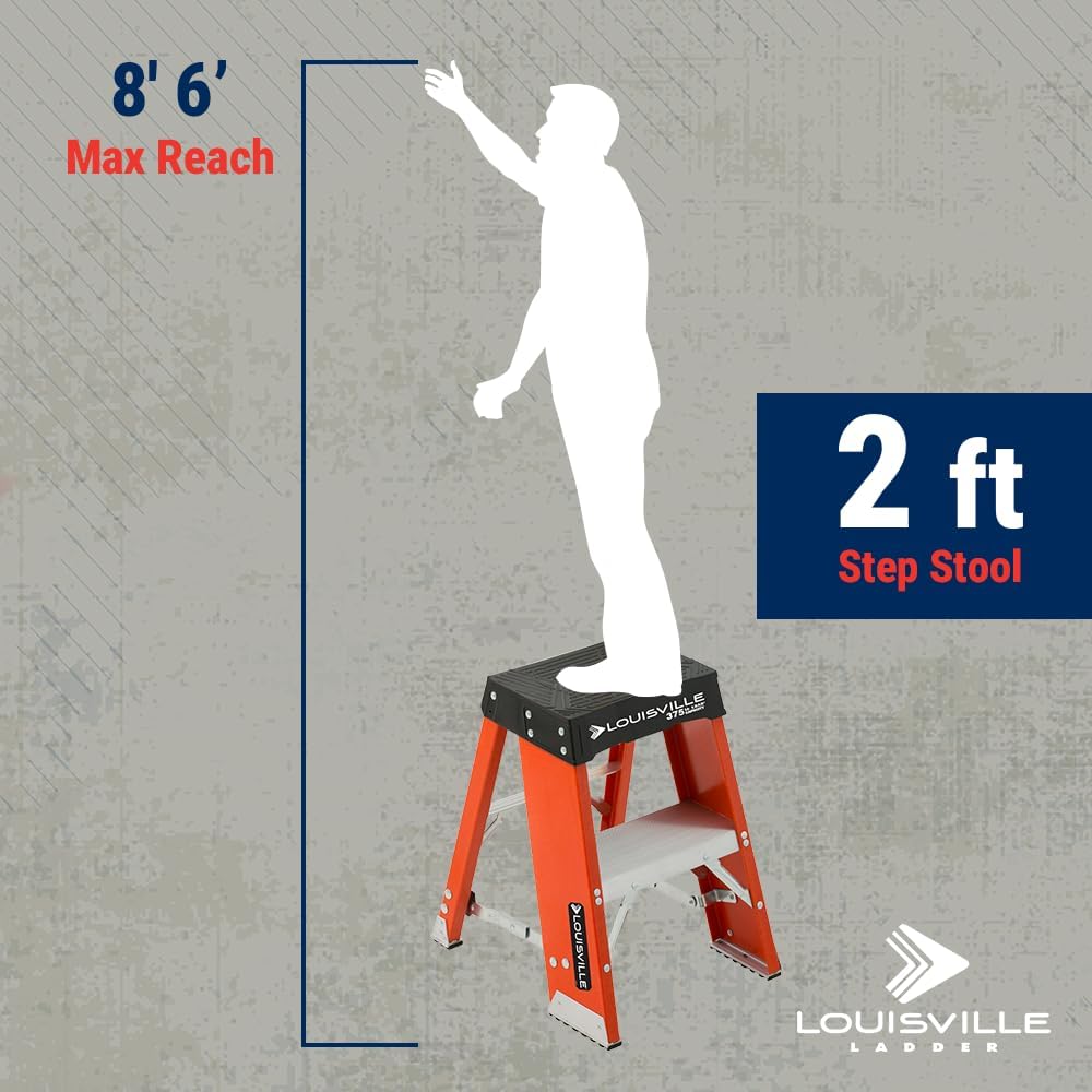 Louisville Ladder 2-Foot Fiberglass Step Stool Industrial, 375-Pound Load Capacity, Type IAA, FY8002