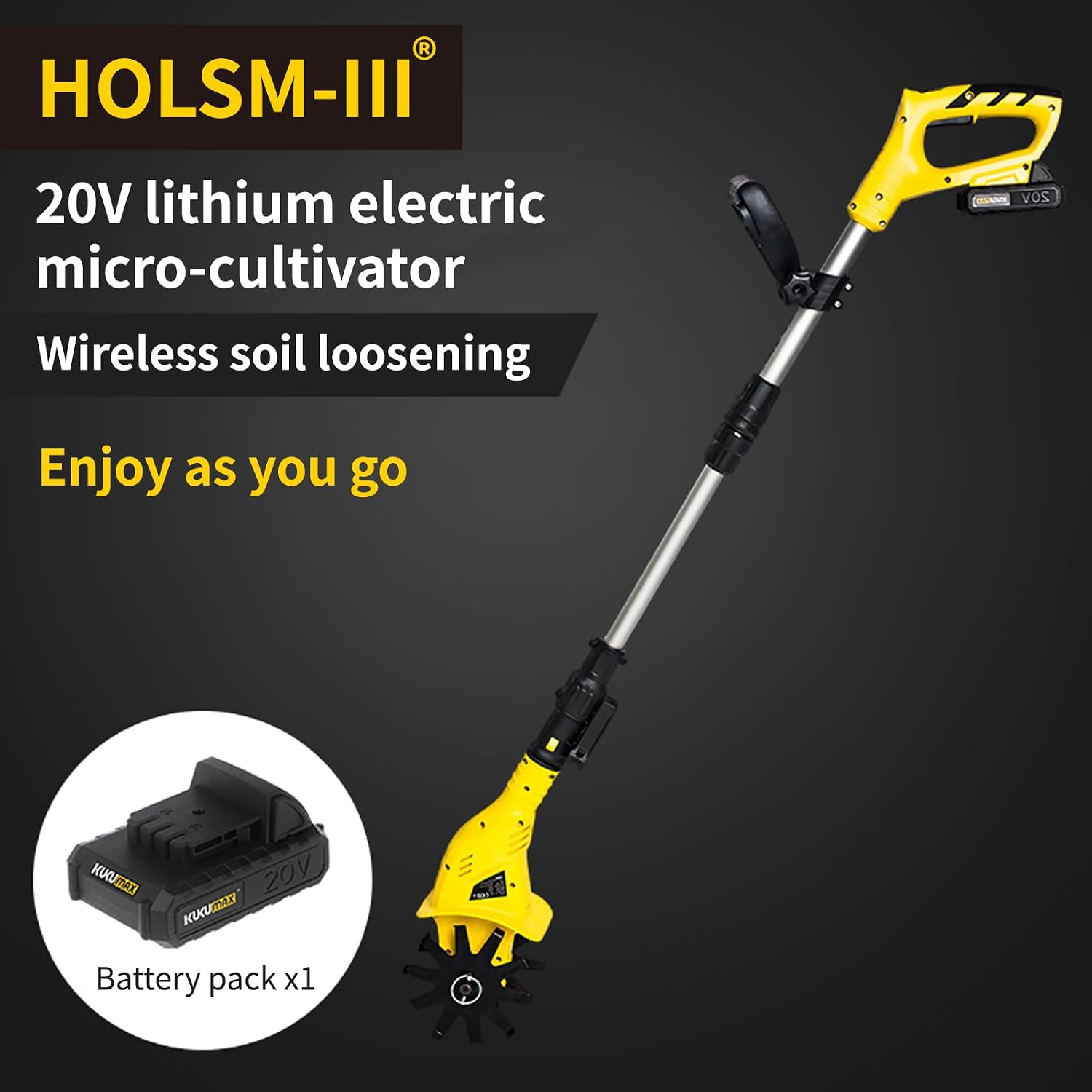 Small Tiller Cultivator, Hand Tiller,Tiller for Gardening,Electric Tiller Cultivator,Tiller Cultivator Cordless,Hand Cultivator for Garden Lawn Vegetable Patches Soil Digging (Two Blades)