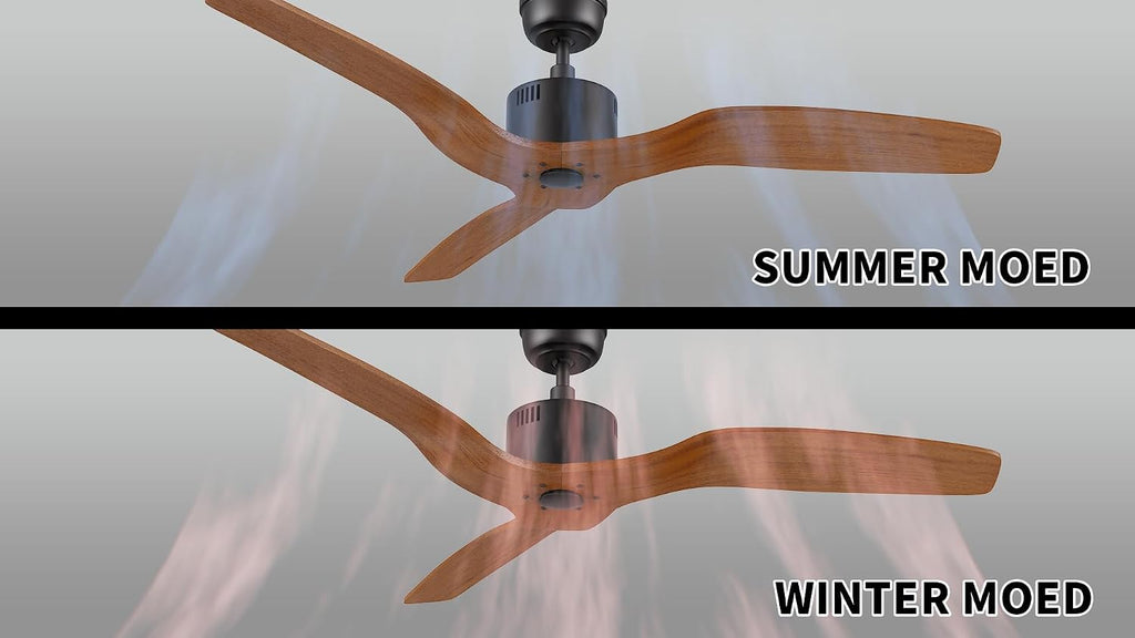 SMAAIR 52 Inch Ceiling Fan No Light with Remote, Solid Wood Black Walnut Ceiling Fan without Light, 10 Speed, Quiet DC Motor, Indoor Modern 3 Blade Ceiling Fan for Indoor Bedroom Living Room