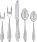 Lenox Silverware Set For 12, Butterfly Meadow 65-Piece Flatware Set, Service For 12, 18/10 Stainless Steel, Dishwasher Safe, Butterfly and Flower Motif, Includes Serving Utensils (Silver, 65 Piece)