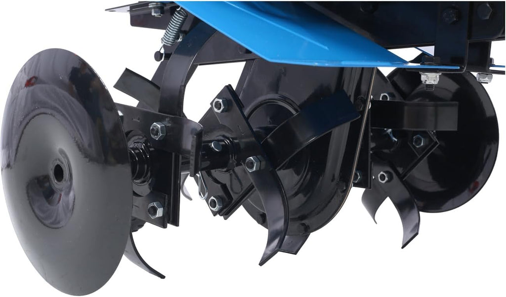 Gas-Powered 4-Cycle 2-in-1 Tiller and Cultivator, 78.5cc with Handle 18In Till Width, EPA (Blue-78.5cc)