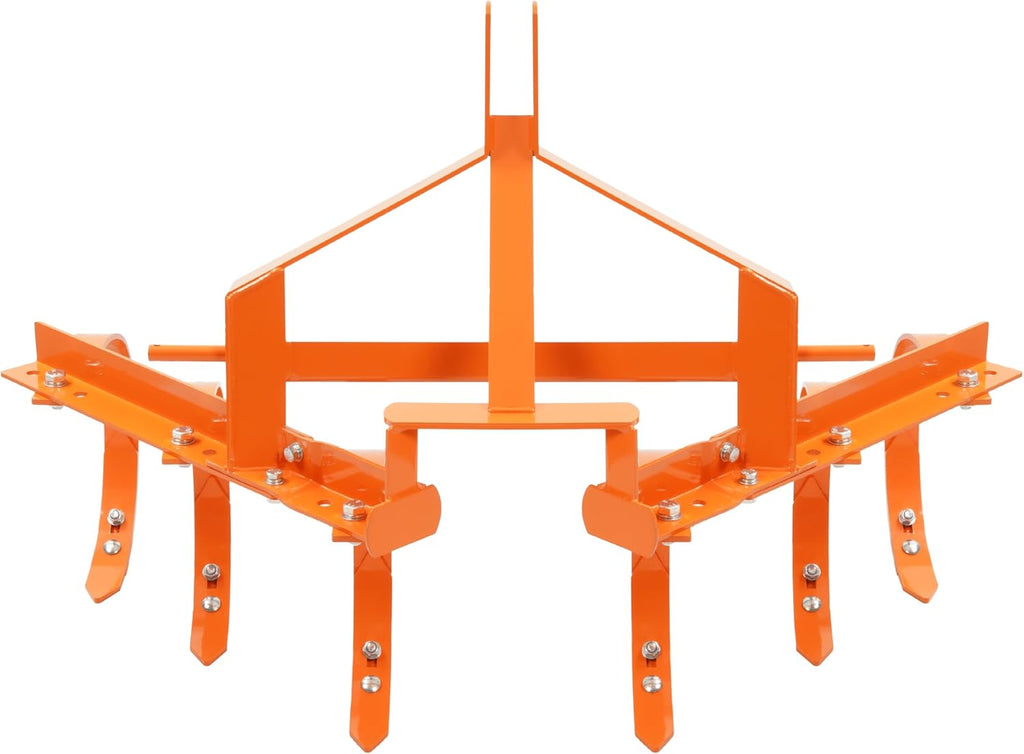 3 Point Cultivator 25-35 HP Category 1 Hitch Heavy Duty Tractor Attachment with 6 Spring Steel Shanks Powder-Coated Steel