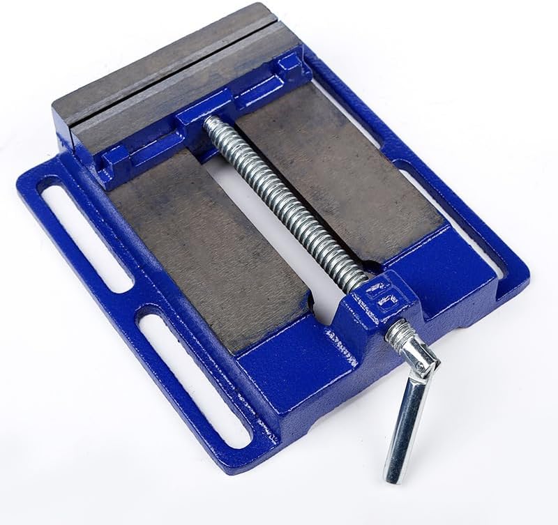 Drill Press Vise Steel Bench Vise Wide Opening Firm Drill Press Clamp Portable Vice Bench Clamp Tool for Polishing Drilling Engraving(4inch-BLUE)