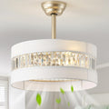 20' Gold Fandelier Ceiling Fan with Lights, Mid Century Gold Caged Ceiling Fans with Lights and Remote, Crystal with 6 Speeds for Bedroom, Living Room, Kitchen