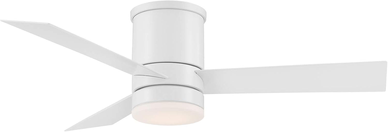 Axis Smart Indoor and Outdoor 3-Blade Flush Mount Ceiling Fan 44in Matte White with 3000K LED Light Kit and Remote Control works with Alexa, Google Assistant, Samsung Things, and iOS or Android App
