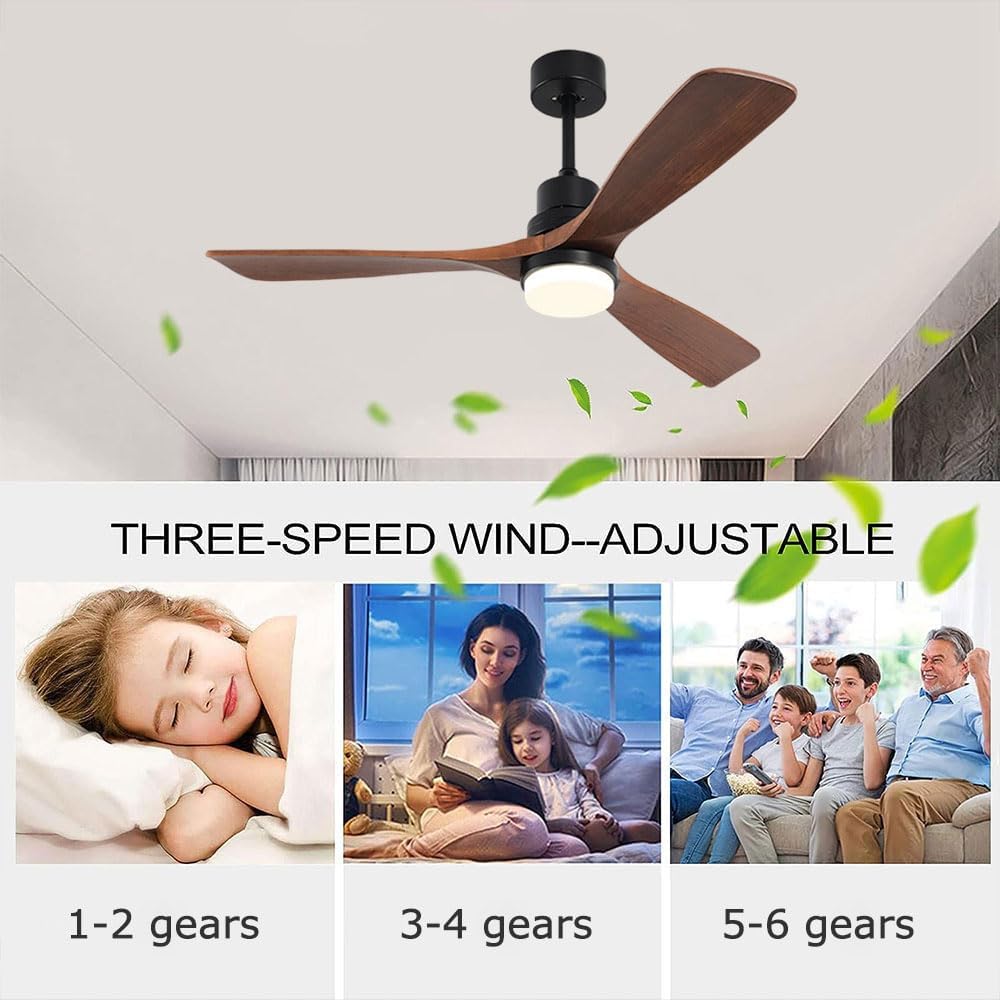 Wood Ceiling Fan with Lights Industrial Retro 42 inch Ceiling Fan with Light and Remote 3 Color Dimmable, Reversible Mute Farmhouse Ceiling Fan Outdoor Ceiling Fans for patios with Light
