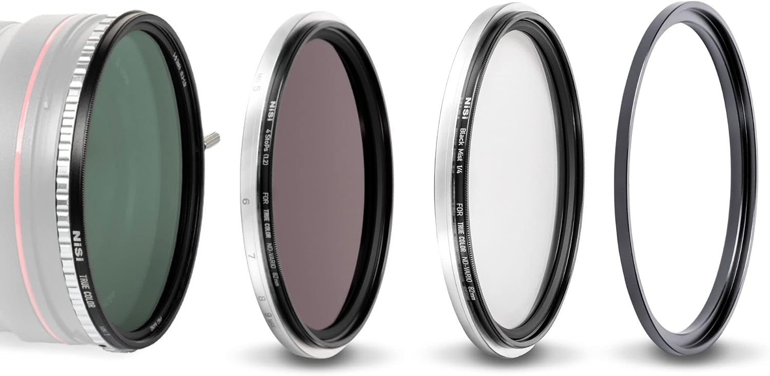 NiSi 67mm Swift VND Mist Kit - True Colour 1-5 & 4 Aperture Variable ND + ND16 Filter + Black Mist Diffusion Effect + Adapter Ring