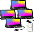 LED Flood Light Outdoor 800W Equivalent 8000LM, Smart RGB Color Changing Landscape Lighting with APP Control, IP66 Waterproof Outdoor LED Lights Daylight 5700K, DIY Scenes, Timing Floodlights, 4 Pack