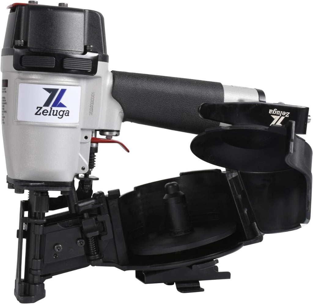 Zeluga 28-145 Pneumatic 15 Degree Coil Roofing Nailer with 120 PCS Load Capacity Coil Nailer Kit with Eye Protection and Repair Kit
