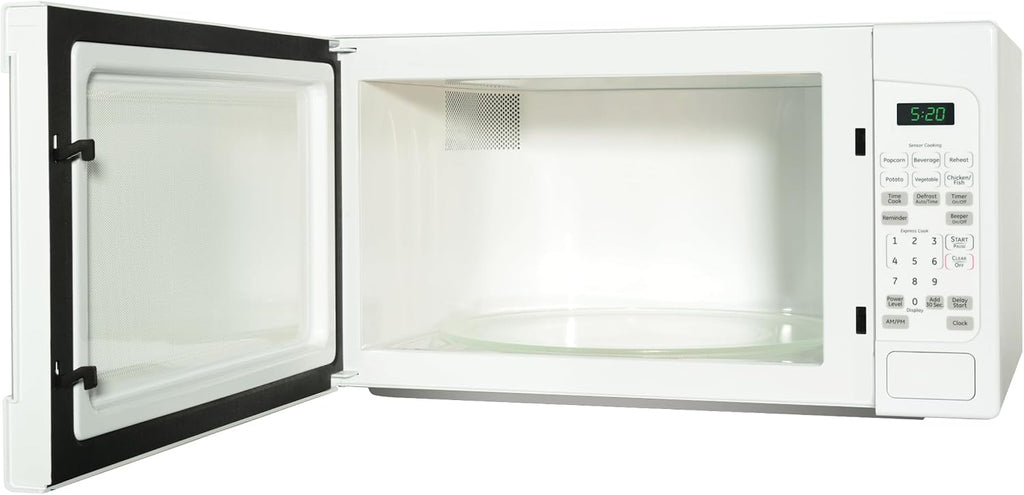 GE Countertop Microwave Oven,1, 200-watt Capacity, 2.0 Cubic Ft., 6 Auto Cooking Settings, Child-Lock Technology, Kitchen Essentials for Countertop, Dorm Room or Apartment, White, GCST20S1WWW