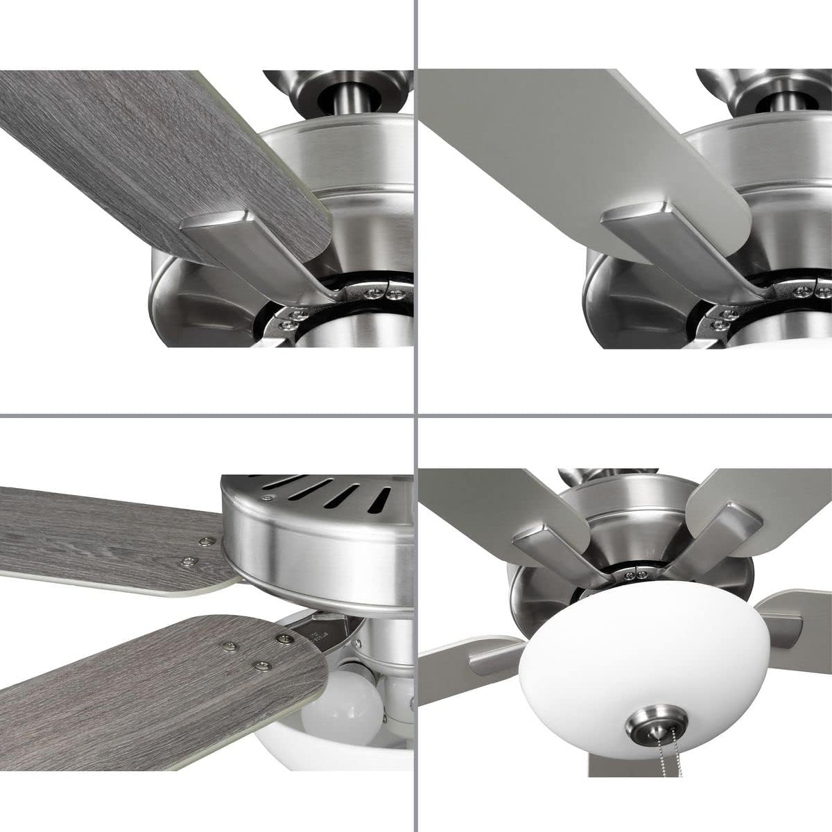 Progress Lighting AirPro 52 in. Brushed Nickel 5-Blade AC Motor Transitional Ceiling Fan with Light
