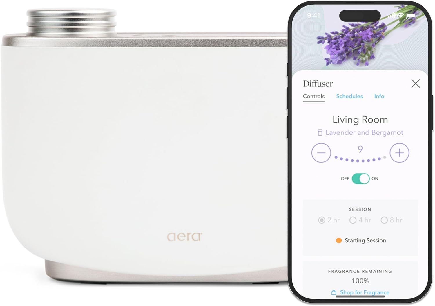 Aera Waterless Essential Oil Diffuser for Large Rooms (500–1000 Sq Ft) + Wi-Fi App & Alexa Control – Hypoallergenic Luxury Home Scent System (Fits 25mL Capsules –Sold Separately) – White