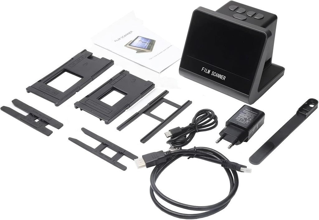 Film and Slide Scanner, Converts 135 Film 126KPK 110 Super8 Monochrome Slides to Digital JPEG Photos, Built in 16GB Memory 5 Inch LCD Screen, for PC TV Vista 7 8 10 M