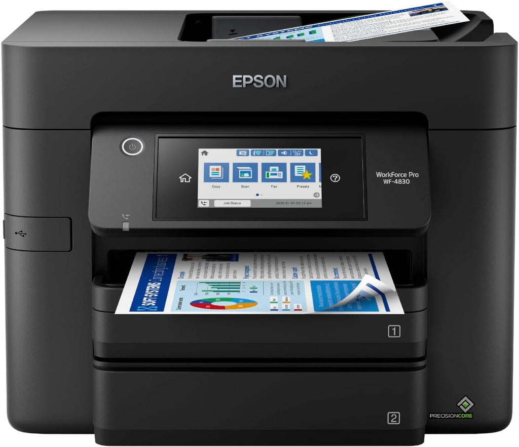 Epson Workforce ES-50 Portable Sheet-Fed Document Scanner for PC and Mac & Workforce Pro WF-4830 Wireless All-in-One Printer with Auto 2-Sided Print, Copy