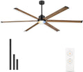 84 Inch Ceiling Fan with Light, Industrial Aluminum Blades, DC Motor 6 Speed Reversible,Covered Outdoor Patio Garage,Black & Walnut,CF06WD-84
