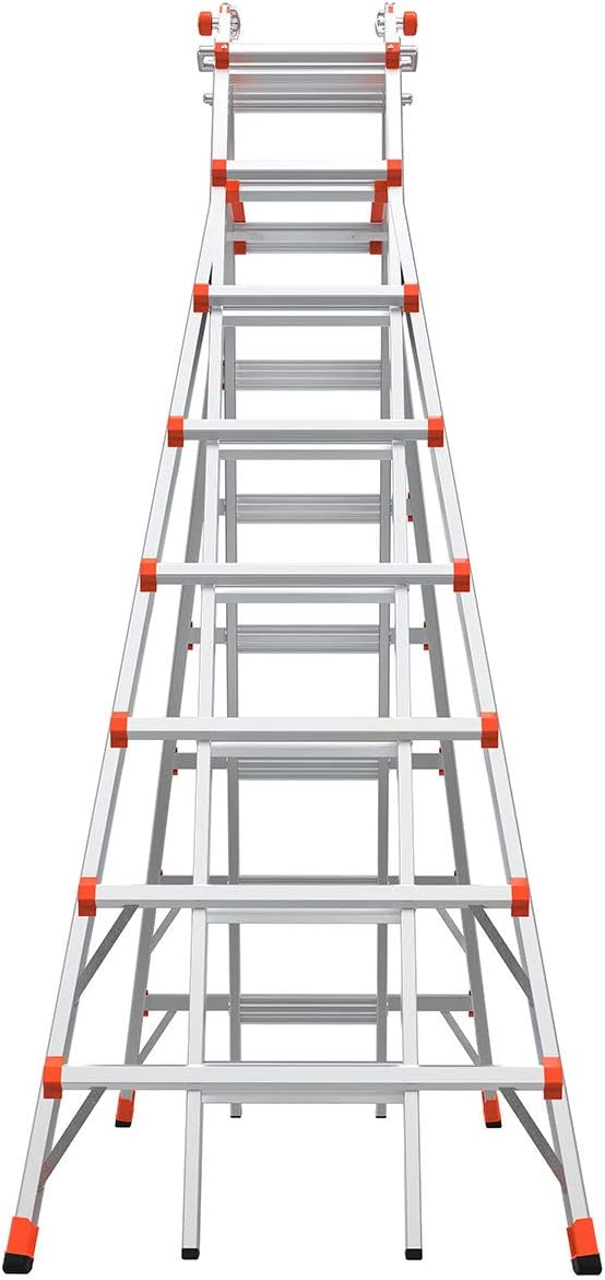 Little Giant Ladders Skyscraper M15, Adjustable Step Ladder, 8–15 Ft, Aluminum, 300 lb Capacity, Type 1A Extra Heavy Duty, 18.75-Ft Reach (10109)
