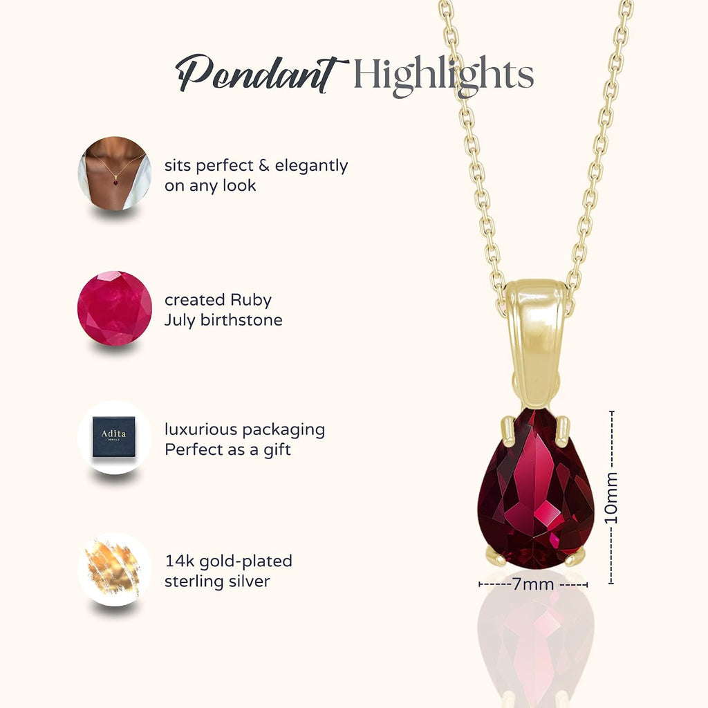 14K Gold Plated Gemstone Necklace for Women - Birthestone Teardrop Necklace - Gold Jewelry for Women - Dainty Gold Necklace - Everyday Necklaces - Gold Necklaces for Women