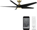 WAC F-071L-SB/MB Viper 60' Outdoor Ceiling Fan with Lights and Remote Control, Soft Brass Matte Black