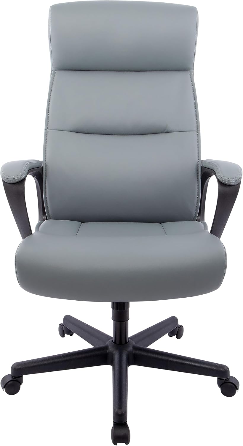 STAPLES Rutherford Ergonomic Manager & Executive Office Chair, High Back Swivel, Adjustable Height, Luxura Faux Leather, Gray