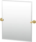 Gatco 4239SM Latitude II Frameless Beveled Rectangle Pivot Bathroom Vanity Mirror, Wall Mounted Tilting Adjustable Mirror, Modern Brushed Brass Finish Mirror for Makeup, Grooming & Skincare